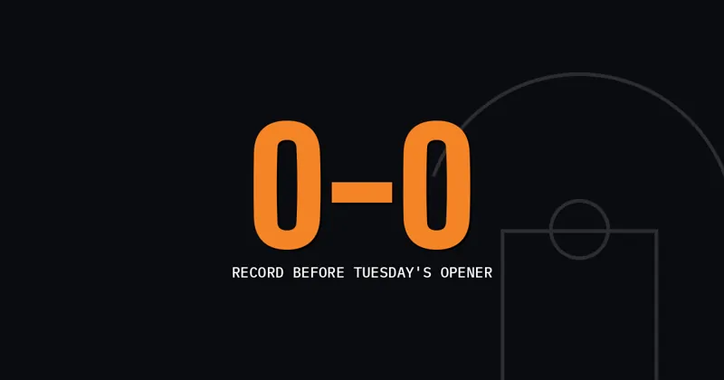 0-0: Record before Tuesday's opener
