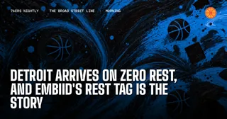 Detroit Arrives on Zero Rest, and Embiid's Rest Tag Is the Story