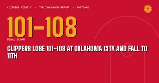 Clippers Lose 101-108 at Oklahoma City and Fall to 11th