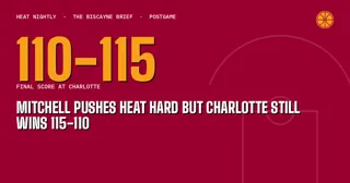 Mitchell Pushes Heat Hard but Charlotte Still Wins 115-110