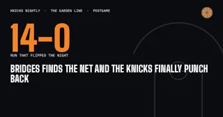 Bridges Finds the Net and the Knicks Finally Punch Back