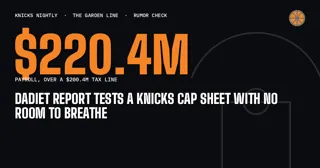 Dadiet Report Tests a Knicks Cap Sheet With No Room to Breathe
