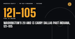 Washington's 20 And 13 Carry Dallas Past Indiana, 121-105