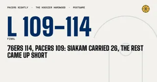 76ers 114, Pacers 109: Siakam carried 26, the rest came up short