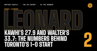 Kawhi's 27.9 and Walter's 33.7: The Numbers Behind Toronto's 1-0 Start