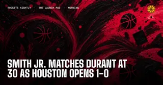 Smith Jr. Matches Durant at 30 as Houston Opens 1-0