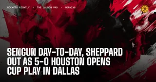 Sengun Day-to-Day, Sheppard Out as 5-0 Houston Opens Cup Play in Dallas