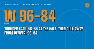 Thunder Trail 48-44 at the Half, Then Pull Away From Denver, 96-84